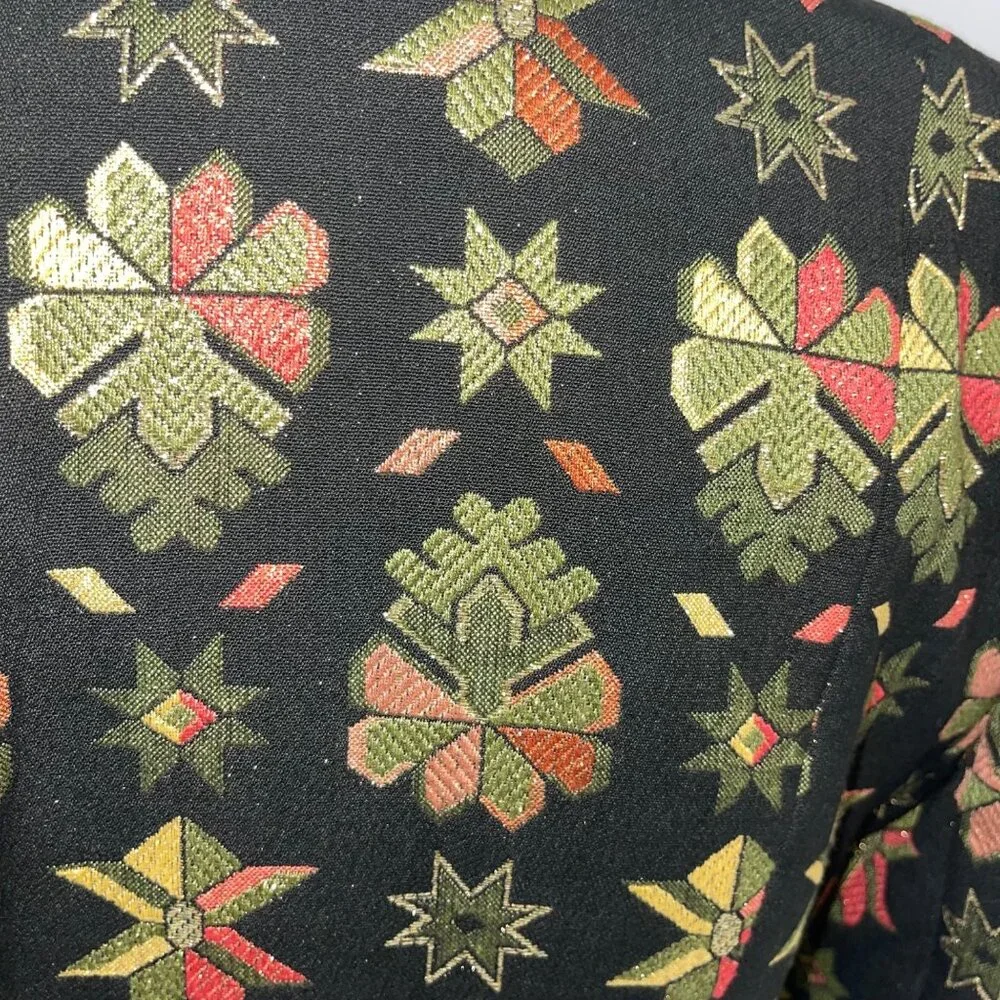 Victor Costa Vintage Womens Skirt Suit Size 10 Multicolor Brocade Star Print - Picture 6 of 16